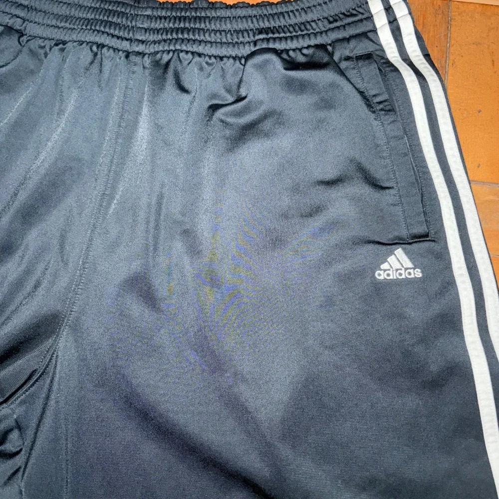 Vintage Adidas Track Pants Mens Large Black Tear Away Athletic Gym Y2K Wide Leg